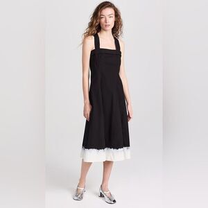 Proenza Schouler White Label Dip Hem Cotton Edie Dress Black Size 4 MSRP $500